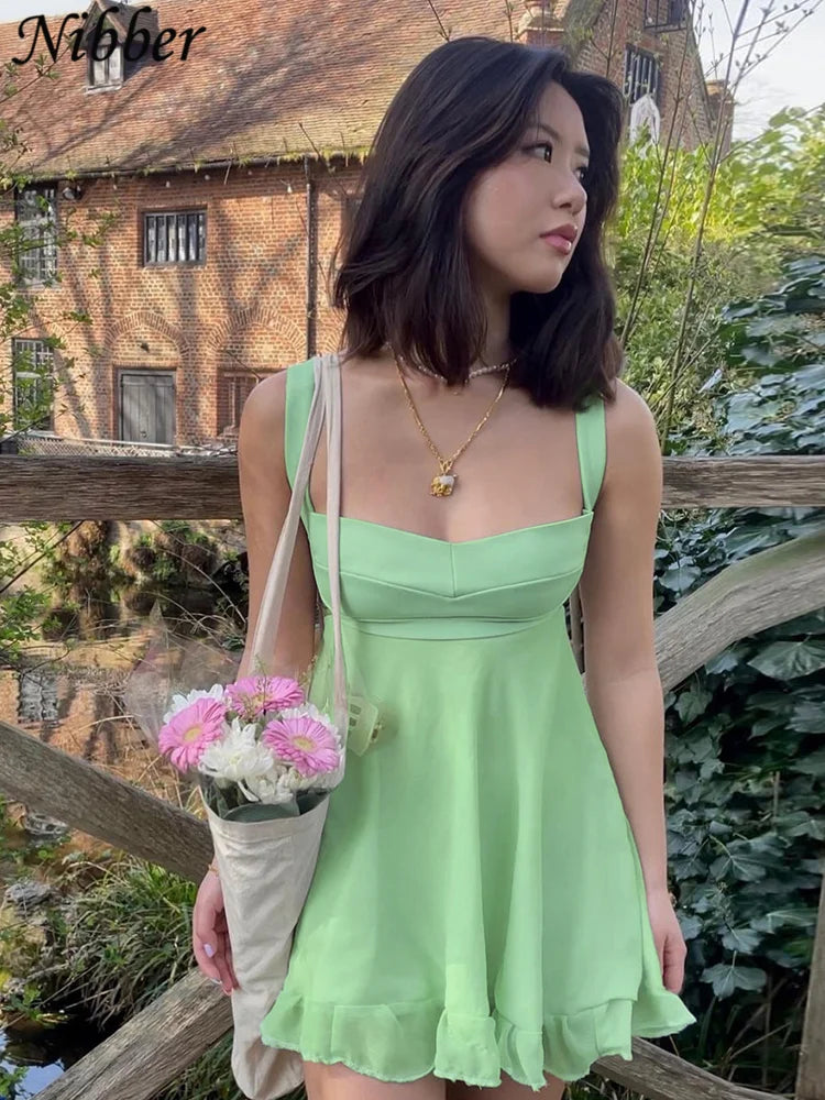 Solid Color Cutout Slim Sling Dress
