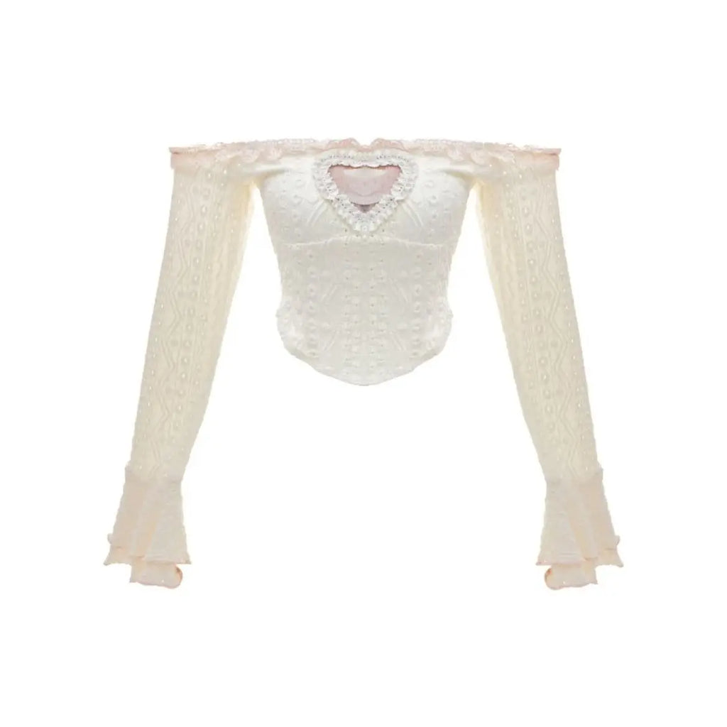 Conjunto de 3 piezas: chaleco con tirantes, top blanco con hombros descubiertos y falda beige con cintura elástica
