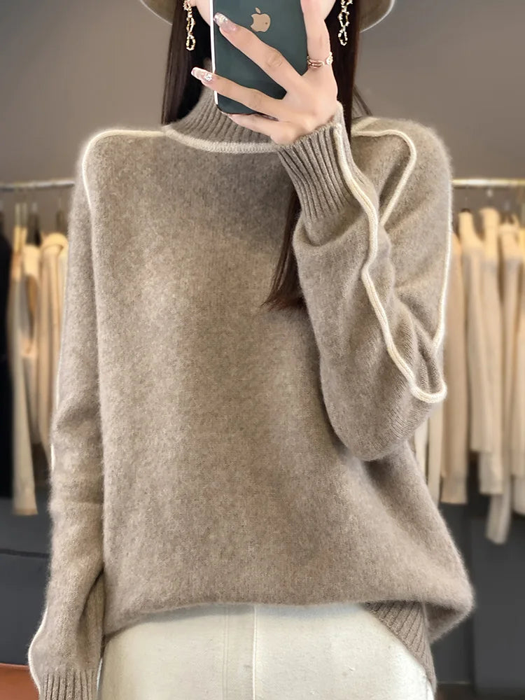 100% Merino Wool Mock Collar Sweater