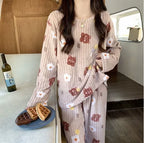 O-Neck Pullover Top + Plaid Loose Elastic Waist Pants Set