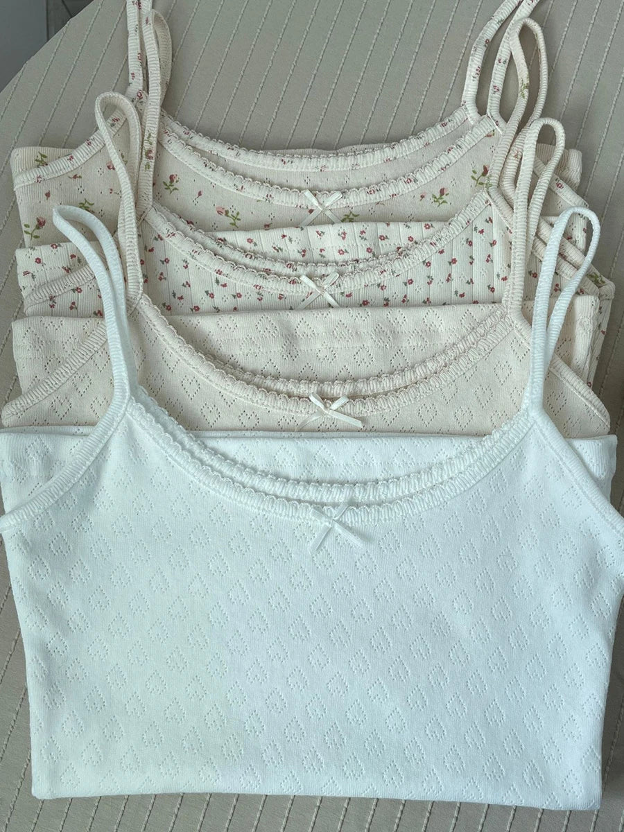 Floral Eyelet Bow Crop Top