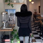 Solid Fur Hooded Puffer Jacket