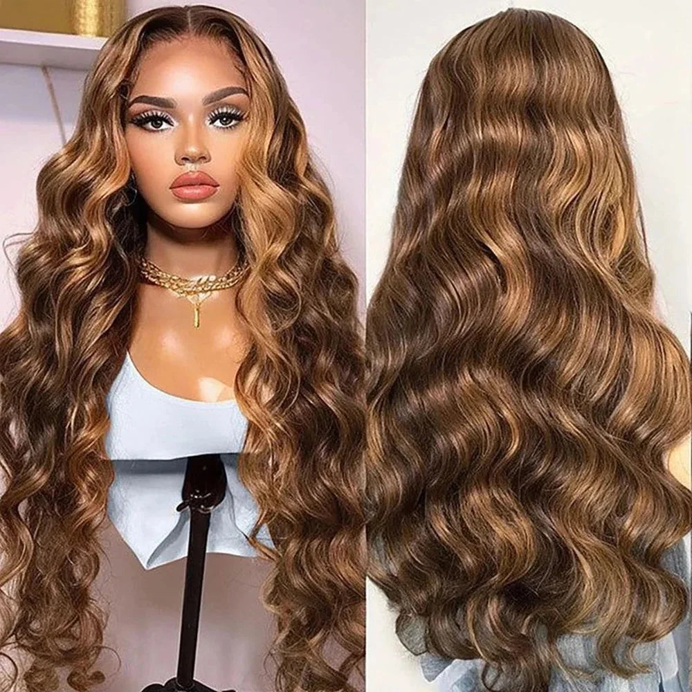 Body Wave Highlight Hd Lace Front Human Hair Wigs 13X6 13X4 HD Transparent Lace Frontal Wigs Human Hair Highlight Wigs For Women