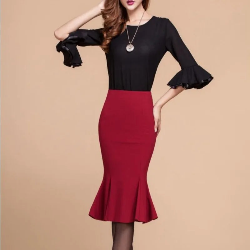 High waist fishtail skirt