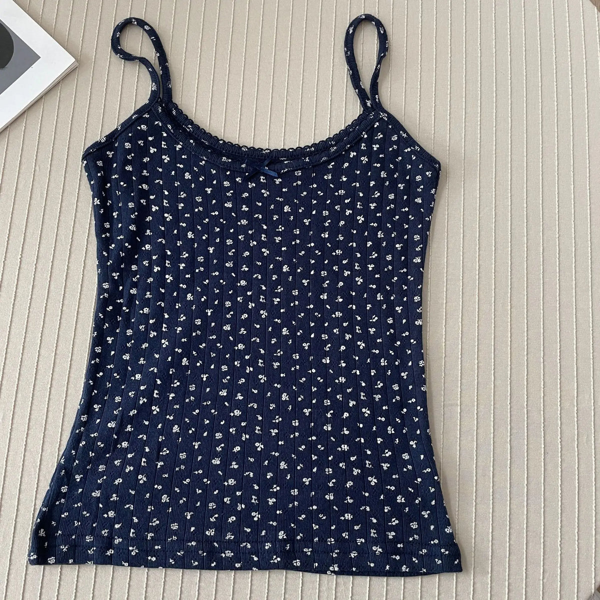 Floral Eyelet Bow Crop Top