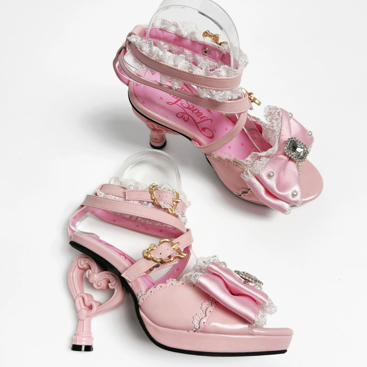Rhinestone Satin Bow High Heel Sandals