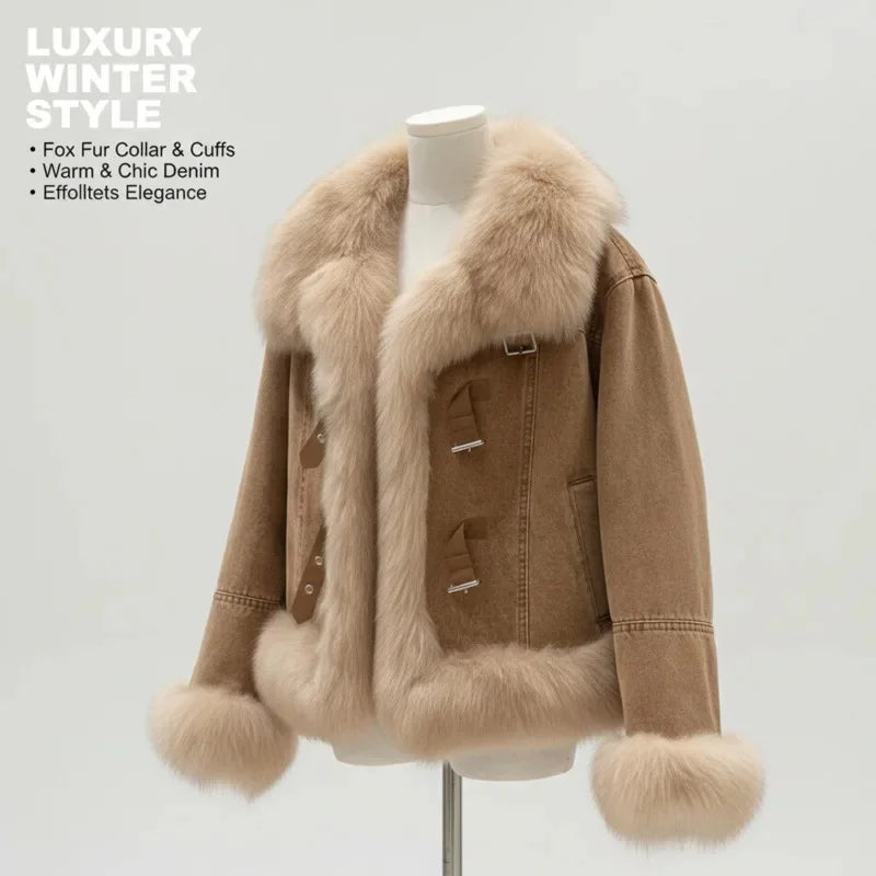 Abrigo de cuello polo de piel sintética para mujer, chaqueta de algodón, moda de otoño, color marrón francés, de felpa, extragrande, suelto y grueso, Top nuevo