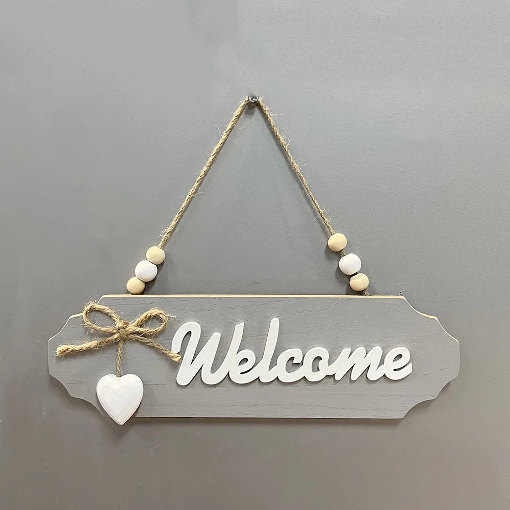 Bow Decorated Natural Wooden Welcome Home Plaque Suitable Farmhouse Front Door Entryway Indoor Wall Ornament Home Decoration