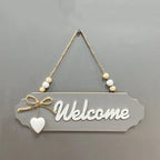 Bow Decorated Natural Wooden Welcome Home Plaque Suitable Farmhouse Front Door Entryway Indoor Wall Ornament Home Decoration