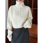 Half Zipper Turtleneck Long Sleeve Sweater