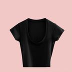 Low-Cut U-Neck Crop Tee
