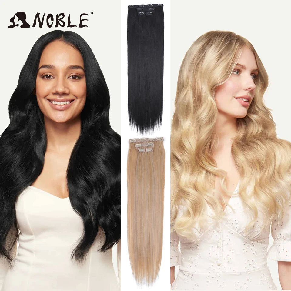 Synthetic Clip Hair Extensions 4Pcs/Set 24 Inch Long Straight Ombre 8 Clips In Hair Extensions For Women Hair Piece