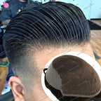 Q6 Swiss Lace With PU Men Toupee #1#1b Black Europe Human Hair Male Wig Men Hair 1B40 Replacement System Unit Natural Hairline
