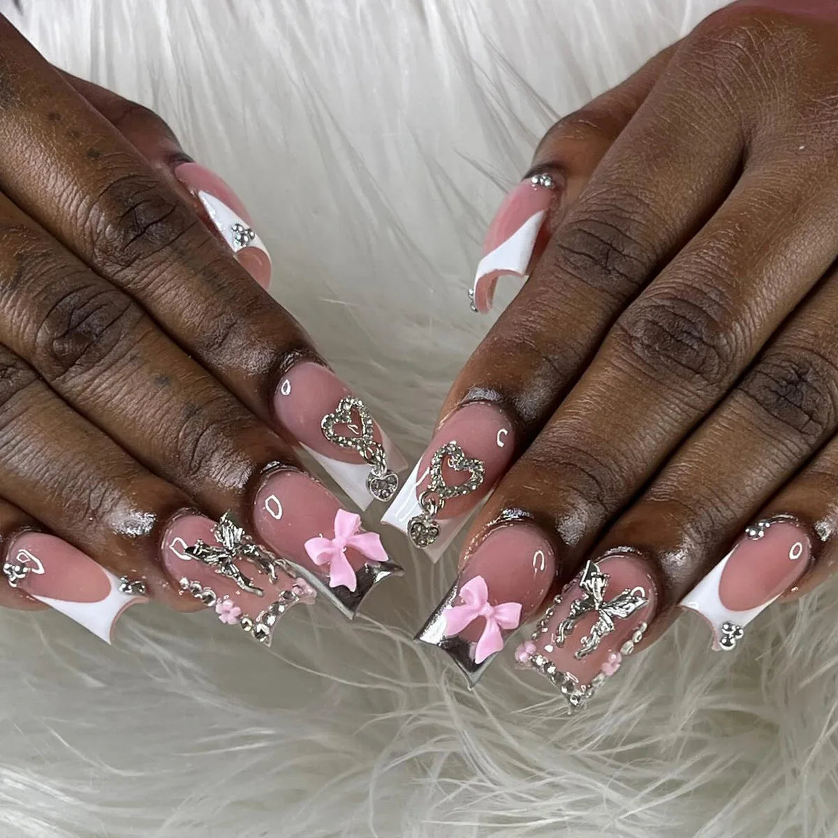 24pcs Y2K Sweet Stars Press On Nails