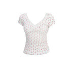 V-neck Lace Stitching Short-sleeved T-shirt