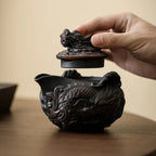 Jianshui Clay Purple Pottery Carving Dragon Teapot