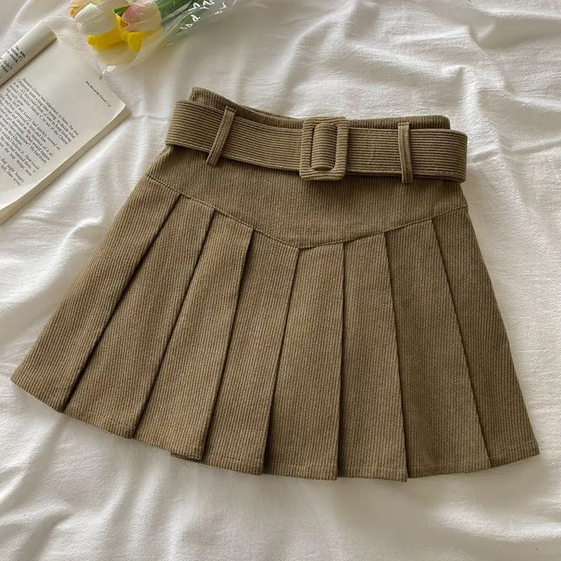 Corduroy Pleated Skirt