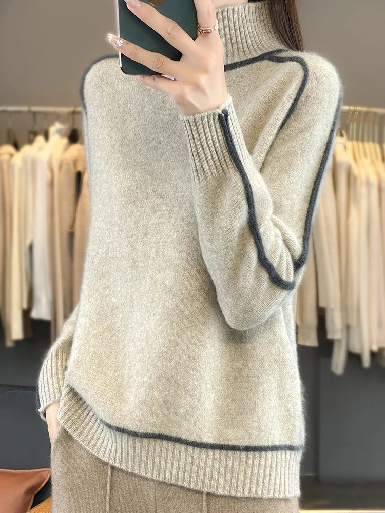 100% Merino Wool Mock Collar Sweater