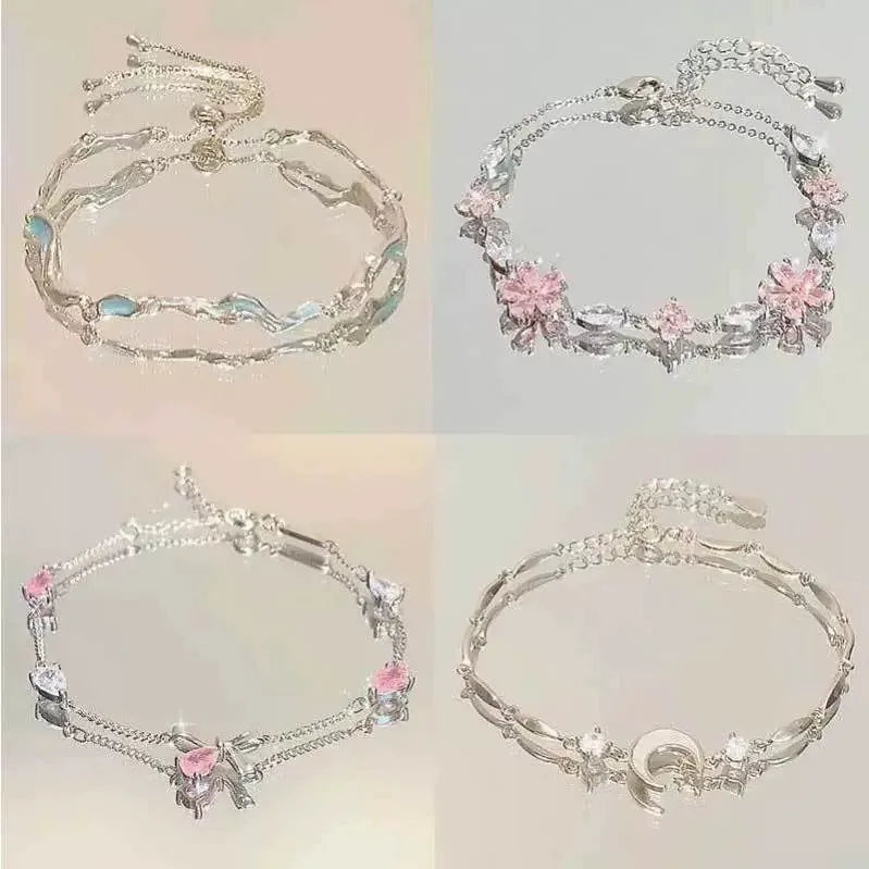 Sparkling Cherry Blossoms Butterfly Bracelet