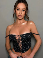Printed Lace Up Corset