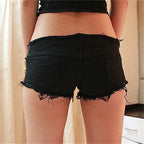 Side Zipper Splice Denim Shorts