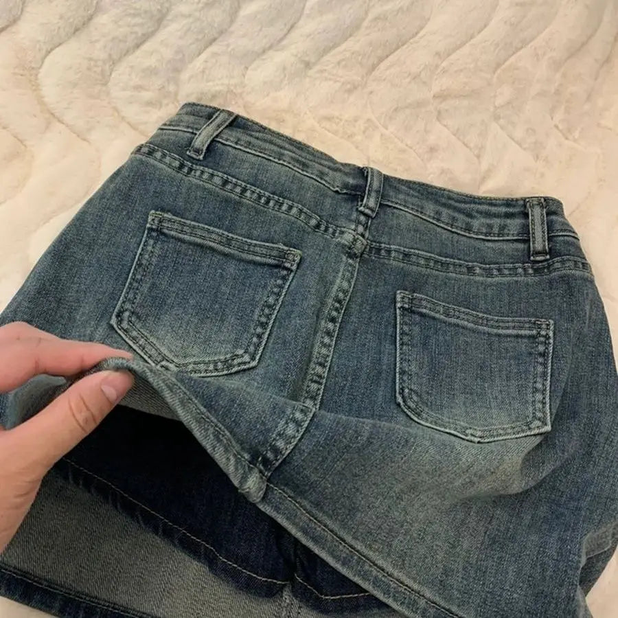 Faded Denim Mini Skirt