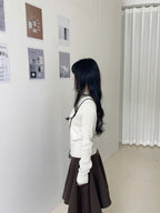 [REコンテナ]Chaqueta de punto con cremallera, cuello alto, color beige liso, estampado con letras bordadas, estilo dulce y atrevido, en stock
