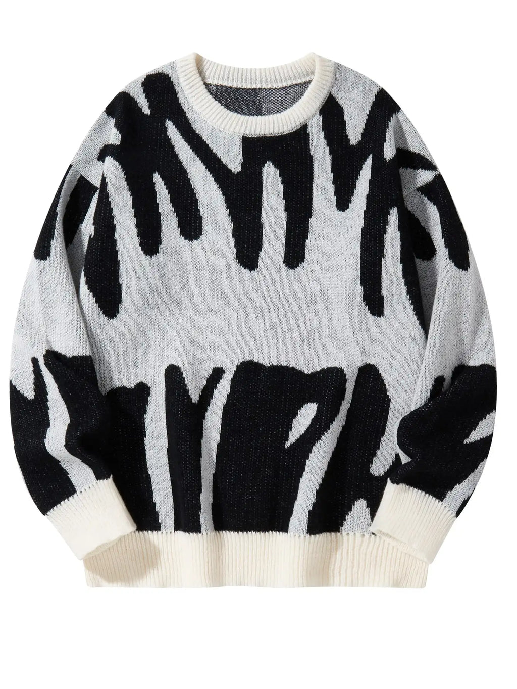 Irregular Jacquard Pattern Pullover Sweater