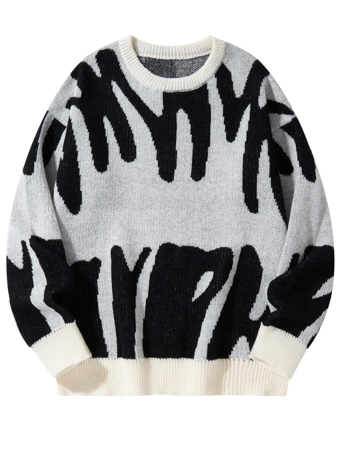 Irregular Jacquard Pattern Pullover Sweater
