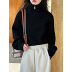 Half Zipper Turtleneck Long Sleeve Sweater