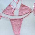 Conjunto de bikini sexy para mujer Traje de baño de lujo con pedrería brillante plateada Cristales y diamantes Traje de baño Halter Push Up Vendaje Ropa de playa