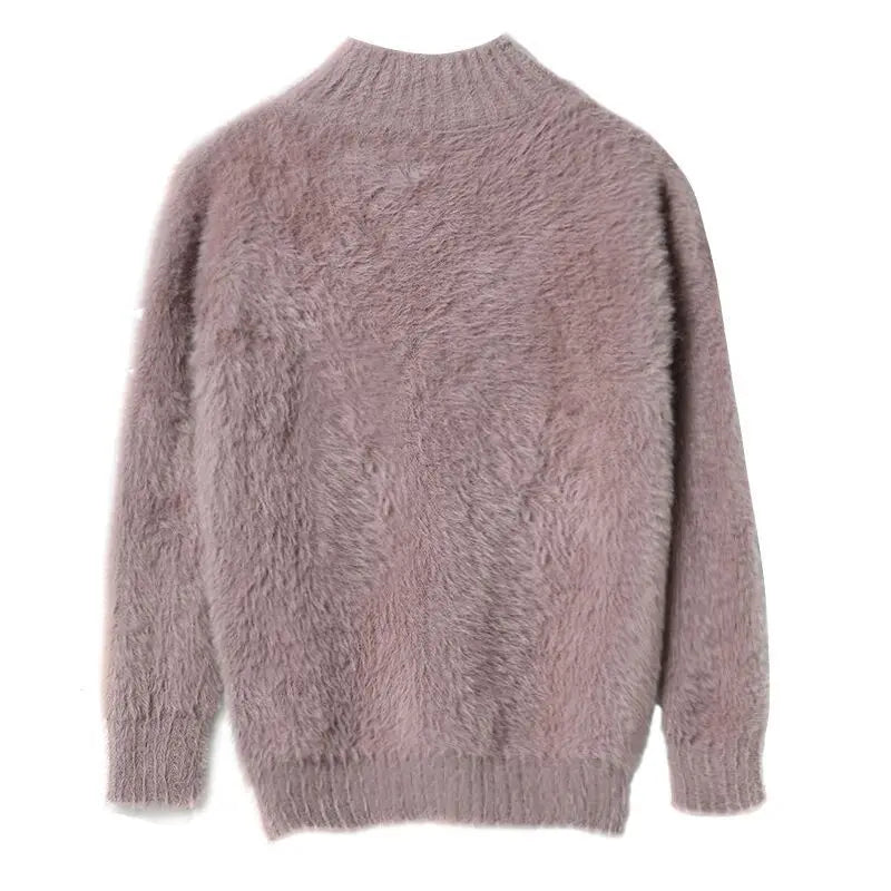 Imitation Mink Fur Thick Soft Plush Turtleneck