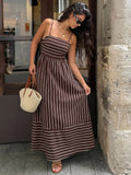 Striped Backless Loose Beach Dress