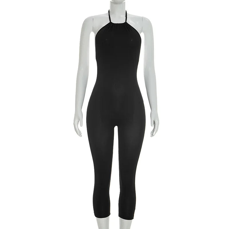 Solid Color Bodycon Jumpsuit