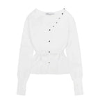 Top de punto para principios de primavera 25S Ajustado Escote en V holgado Dobladillo con abertura Diseño con tirantes Ajustado Top de punto