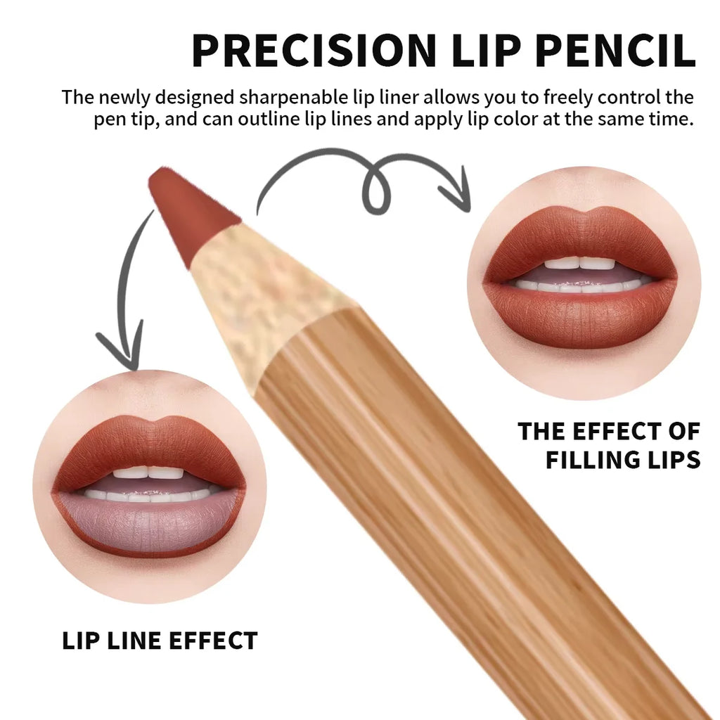 12 Matte Lip Liner Pencil Set