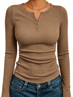 Long Sleeve Slim Fit Henry Collar T-Shirt
