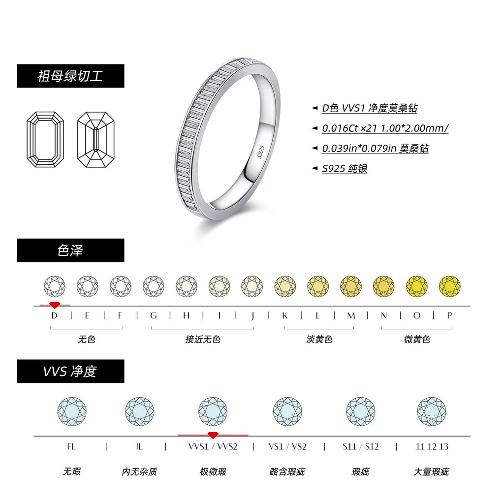 Rectangle Moissanite Stackable Ring