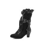 Bow Lace Mid Calf Boots