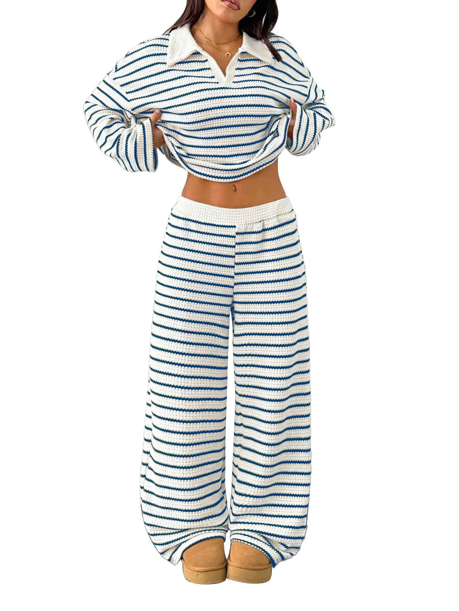 Casual Loose Striped Pants Set