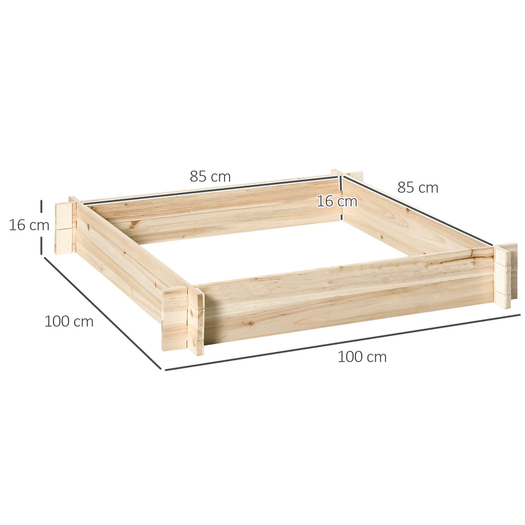 Outsunny Garden wooden Arriate urban garden floor 100x100x16cm Natural