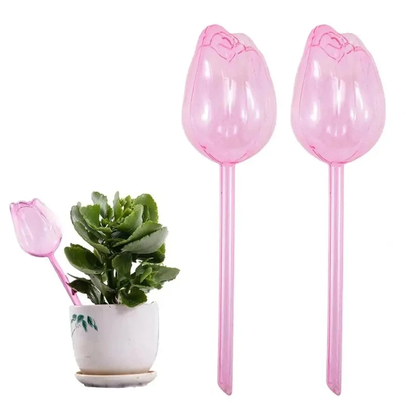 1/3/6/12pcs Automatic Plant Watering Tulip Shape Flower Plant Water Dripper