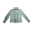 Plaid Long Sleeve Bow Shirt High Waist Skirt Set