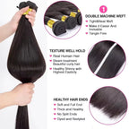 Straight Peruvian Human Hair Bundles With Closure Raw Virgin 3 4 Bundles With 4x4 5x5 HD Lace Closure Weave With 13x4 Frontal