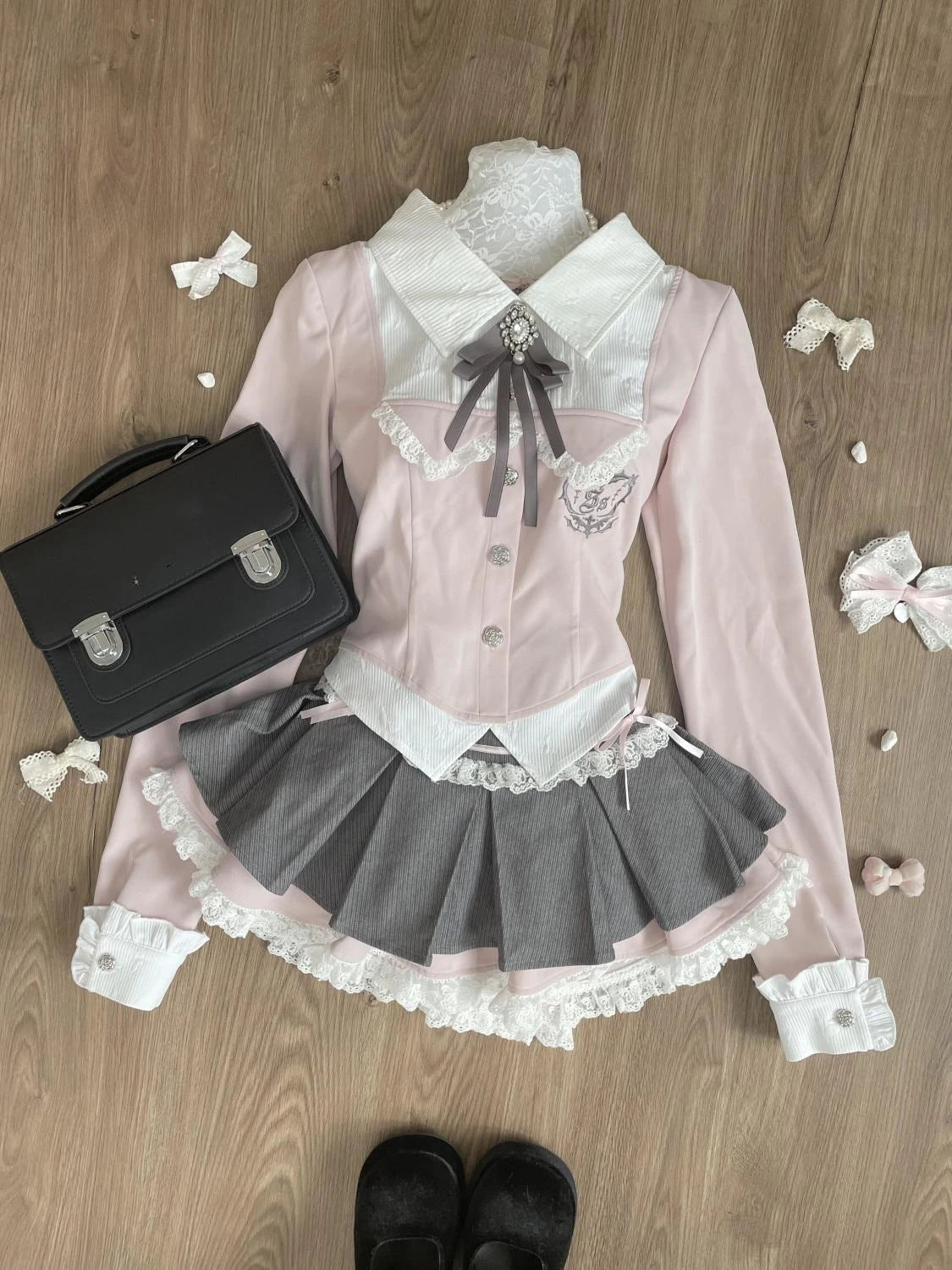Sweet Preppy Style Women 2 Piece Set