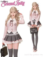 Bow Top + Lace Pleated Skirt