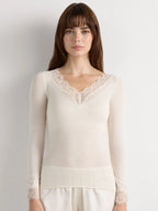 Long Sleeve Lace Trim T-Shirt