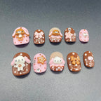 Rabbit Pink Chocolate Color Press On Nails