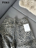 Pantalones vaqueros americanos vintage de leopardo de cintura alta para mujer, informales, años 2000, holgados, Y2K, pierna ancha, grunge, de calle, de mezclilla lavada