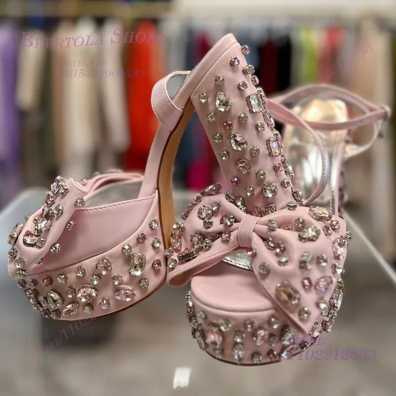 Crystal Diamond Platform Sandals